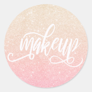 Elegant modern roos goud en goudglitter make-up ronde sticker
