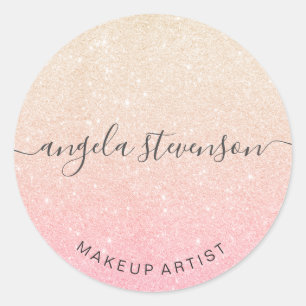 Elegant modern roos goud en goudglitter make-up ronde sticker