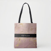 Elegant modern roos goud en goudmarmer tote bag (Voorkant)