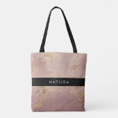 Elegant modern roos goud en goudmarmer tote bag (Achterkant)