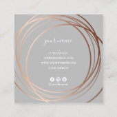 Elegant modern roos goud- en grijze gebeurtenispla vierkante visitekaartje (Achterkant)