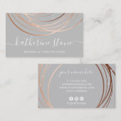 Elegant modern roos goud- en grijze gebeurtenispla visitekaartje (Voorkant / Achterkant)