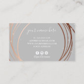 Elegant modern roos goud- en grijze gebeurtenispla visitekaartje (Achterkant)