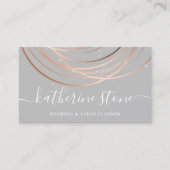 Elegant modern roos goud- en grijze gebeurtenispla visitekaartje (Voorkant)