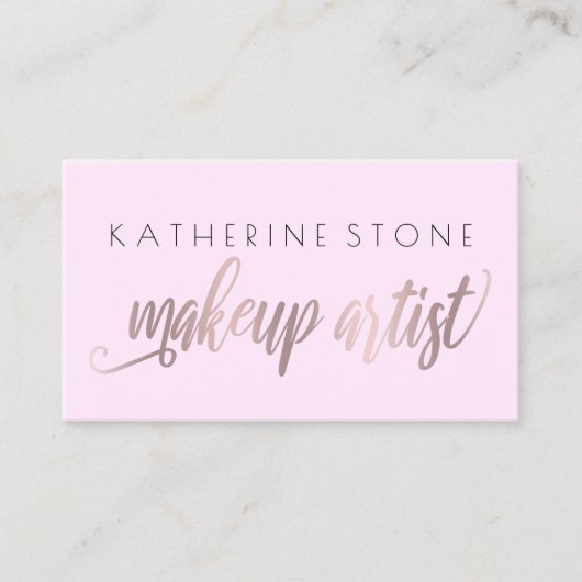 Elegant modern roos goud en lila make-up kunstenaa visitekaartje (Voorkant)
