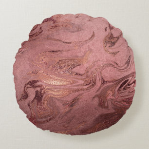 Elegant modern roos goud en rode marmer rond kussen