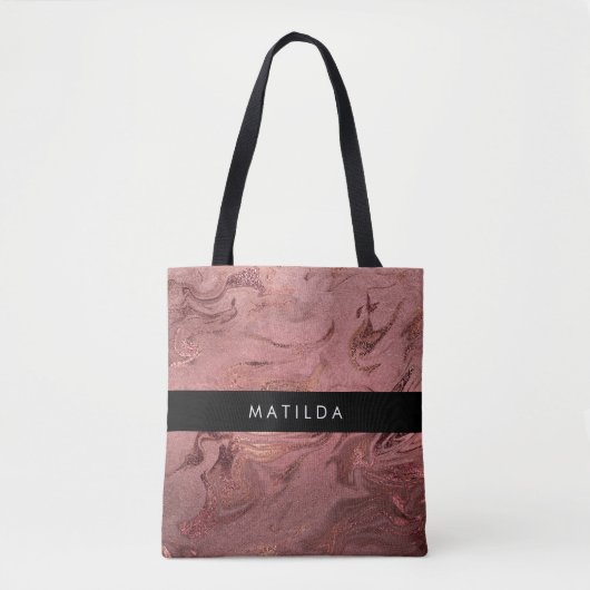 Elegant modern roos goud en rode marmer tote bag (Voorkant)