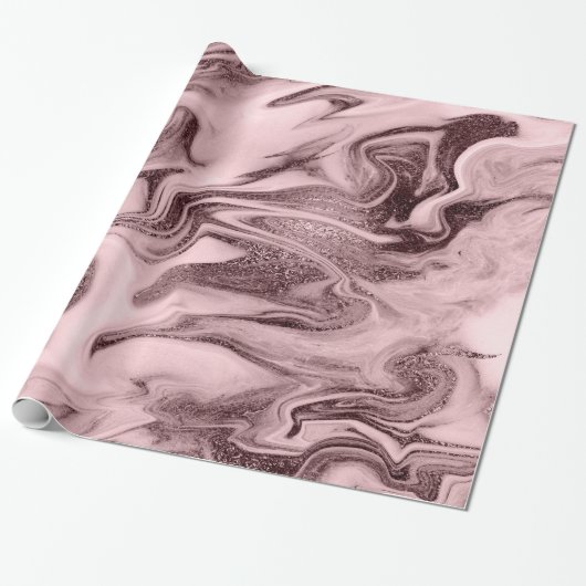 Elegant modern roos goud en roze marmer cadeaupapier (Uitgerold)