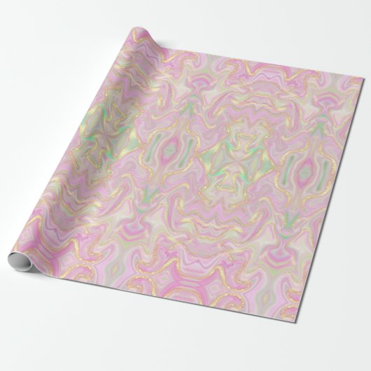 Elegant modern roos goud en roze marmer cadeaupapier (Uitgerold)