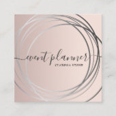 Elegant modern roos goud- en zilvereveningsplatfor vierkante visitekaartje (Voorkant)