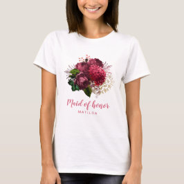 Elegant modern roos goud florale bruidegom t-shirt