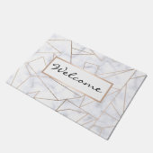 elegant modern roos goud geometrische witte marmer deurmat (Schuin)