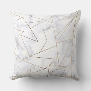 elegant modern roos goud geometrische witte marmer kussen