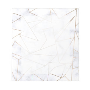 elegant modern roos goud geometrische witte marmer notitieblok