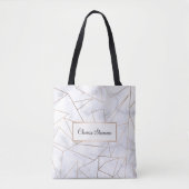 elegant modern roos goud geometrische witte marmer tote bag (Voorkant)