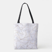 elegant modern roos goud geometrische witte marmer tote bag (Achterkant)