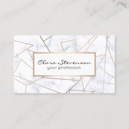 elegant modern roos goud geometrische witte marmer visitekaartje
