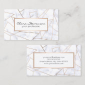 elegant modern roos goud geometrische witte marmer visitekaartje (Voorkant / Achterkant)