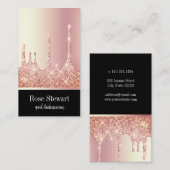 Elegant modern roos goud glitter druppelt spijkers visitekaartje (Voorkant / Achterkant)