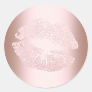 Elegant modern roos goud glitter lippen make-up ronde sticker