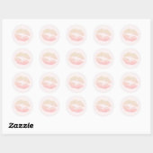 Elegant modern roos goud glitter lippen roze make- ronde sticker (Vel)