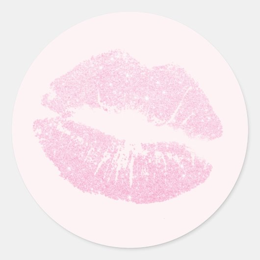 Elegant modern roos goud glitter lippen roze make- ronde sticker (Voorkant)