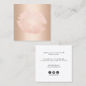 Elegant modern roos goud glitter lippen vierkante visitekaartje (Voorkant / Achterkant)