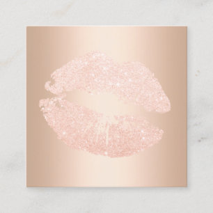 Elegant modern roos goud glitter lippen vierkante visitekaartje