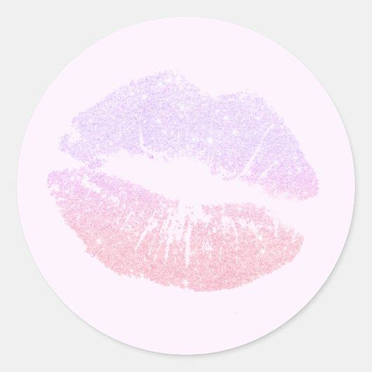 Elegant modern roos goud glitter lippen violet ronde sticker (Voorkant)