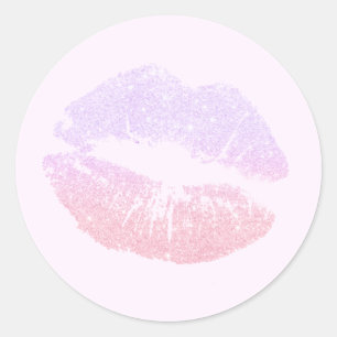 Elegant modern roos goud glitter lippen violet ronde sticker