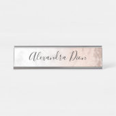 Elegant modern roos goud glitter marmer bureau naambordje (Voorkant)