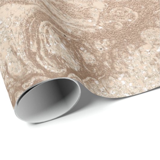 Elegant modern roos goud glitter marmer cadeaupapier (Rol Hoek)