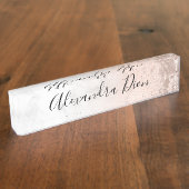 Elegant modern roos goud glitter marmer naambordje (Zijkant)