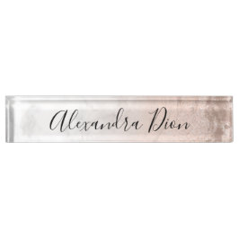 Elegant modern roos goud glitter marmer naambordje