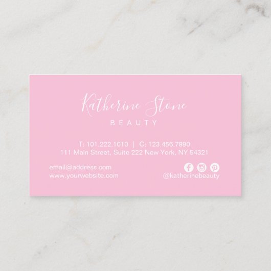 Elegant modern roos goud glitter roze schoonheid visitekaartje (Achterkant)