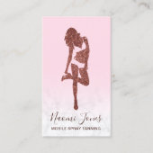 Elegant modern roos goud glitter spray tans visitekaartje (Voorkant)