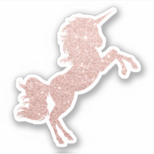 Elegant modern  roos goud glitter unicorn sticker