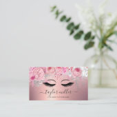 Elegant modern roos goud glitter wimpers visitekaartje (Staand voorkant)
