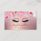 Elegant modern roos goud glitter wimpers visitekaartje (Voorkant)