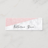 Elegant modern roos goud glitter & witte marmer mini visitekaartje (Voorkant)