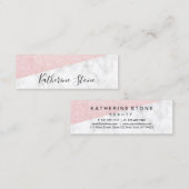 Elegant modern roos goud glitter & witte marmer mini visitekaartje (Voorkant / Achterkant)