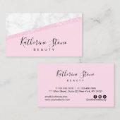 Elegant modern roos goud glitter witte marmer roze visitekaartje (Voorkant / Achterkant)