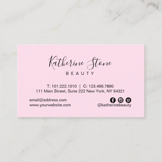 Elegant modern roos goud glitter witte marmer roze visitekaartje (Achterkant)