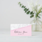 Elegant modern roos goud glitter witte marmer roze visitekaartje (Staand voorkant)