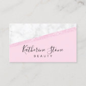 Elegant modern roos goud glitter witte marmer roze visitekaartje (Voorkant)