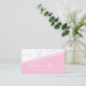 Elegant modern roos goud glitter witte marmer roze visitekaartje (Staand voorkant)