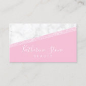 Elegant modern roos goud glitter witte marmer roze visitekaartje (Voorkant)