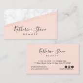 Elegant modern roos goud glitter witte marmer visitekaartje (Voorkant / Achterkant)