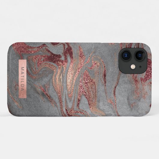 Elegant modern roos goud grijze marmer Case-Mate iPhone case (Achterkant (horizontaal))