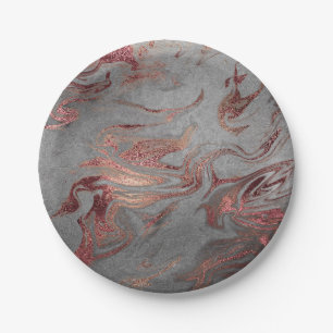 Elegant modern roos goud grijze marmer papieren bordje